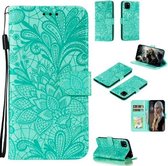 Voor Huawei Y5P / Honor 9S Kant Bloem Embossing Patroon Horizontale Flip Leren Case, met Houder & Kaartsleuven & Portemonnee & Fotolijst & Lanyard (Groen)