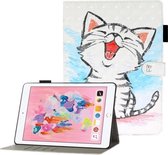 Voor iPad 5/6/7/8/9 3D-reliëfpatroon Horizontale flip lederen tas met houder & kaartsleuven en portemonnee (kat)