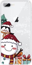 Christmas Series Clear TPU beschermhoes voor iPhone 8 Plus / 7 Plus (Cute Penguin Snowman)