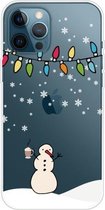 Christmas Series Clear TPU beschermhoes voor iPhone 12 Pro Max (Milk Tea Snowman)