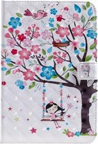 Voor iPad Mini 2019 & 4 & 3 & 2 & 1 3D-gekleurde tekening Horizontale flip lederen hoes met houder & kaartsleuven & portemonnee & slaap- / wekfunctie (meisje onder de boom)