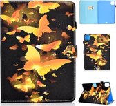 Voor iPad Pro 11 2020 Naaigaren TPU Links en Rechts Platte Leren Case met Slaapfunctie & Kaartsleuf & Gesp Antislipstrip en Pen Cover (Gouden Vlinder)