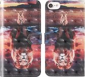 Voor iPhone 7/8 3D-schilderij Gekleurd tekeningpatroon Horizontaal Flip TPU + PU-lederen hoes met houder & kaartsleuven & portemonnee & lanyard (Dream Lion)