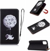 Voor iPhone 11 Pro 3D-schilderij Horizontale lederen flip-hoes met houder & kaartsleuf & portemonnee & lanyard (Spaceman)