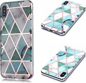 Voor iPhone X / XS Plating Marble Pattern Soft TPU beschermhoes (groen wit)