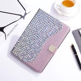 Voor iPad 10.2 Laser Glitter Stiksels Krokodil Textuur Horizontale Flip Leren Case met Opbergrooster & Houder (Zilver)
