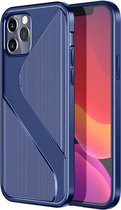Voor iPhone 12 Pro Max S-vormige zachte TPU beschermhoes (blauw)