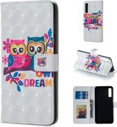 Lovers Owl Pattern Horizontale Flip Leather Case voor Galaxy A7 (2018), met houder & kaartsleuven & fotolijst & portemonnee