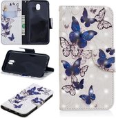 3D Gekleurde Tekening Patroon Horizontale Flip Leren Case voor Galaxy J530, met Houder & Kaartsleuven & Portemonnee (Vlinders)