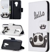 Voor Huawei Mate 30 Lite Patroon Gekleurde Tekening Horizontale Flip Leren Case met Houder & Kaartsleuven & Portemonnee (Hello Panda)