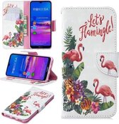 3D Gekleurde Tekening Patroon Horizontale Flip Leren Case voor Huawei Honor 8A, met Houder & Kaartsleuven & Portemonnee (Engels Flamingo)