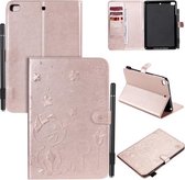 Voor iPad mini 5/4/3/2/1 Cat Bee Embossing Pattern Horizontale Flip lederen tas met houder & kaartsleuven & portemonnee & Pennensleuf & Wake-up / Sleep-functie (Rose Gold)