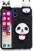 Voor iPhone XS Max 3D Cartoon Pattern Shockproof TPU beschermhoes (Red Bow Panda)