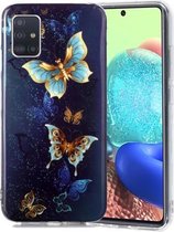 Voor Samsung Galaxy A71 5G Lichtgevende TPU zachte beschermhoes (dubbele vlinders)