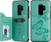 Voor Galaxy S9 Plus vlinder reliëfpatroon schokbestendig beschermhoes met houder & kaartsleuven en fotolijst (groen)