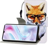 Voor Galaxy A31 Gekleurde tekening Horizontale flip lederen tas met houder & kaartsleuf & portemonnee (vos)