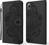 Voor Huawei Y5 (2019) Pauw Reliëfpatroon Horizontale Flip Leren Case met Houder & Kaartsleuven & Portemonnee & Lanyard (Zwart)