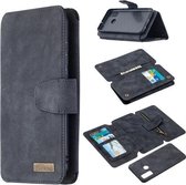 Voor Huawei P Smart (2020) Afneembare Frosted Magnetische Horizontale Flip Leren Case met Kaartsleuven & Houder & Rits Portemonnee & Fotolijst (Zwart Blauw)
