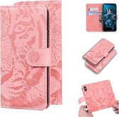 Voor Huawei Honor 20 / nova 5T Tijger Embossing Patroon Horizontale Flip Leren Case met Houder & Kaartsleuven & Portemonnee (Roze)