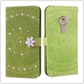 Voor Motorola Moto G7 Play Pressed Printing Plak boorpatroon Horizontale Flip PU lederen tas met houder & kaartsleuven & portemonnee & & lanyard (groen)