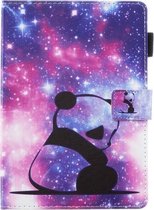 Voor Amazon Kindle Fire HD 8 (2020) Platte textuur platte lederen tas met kaartsleuf & portemonnee & houder & slaap- / wekfunctie (baby panda)