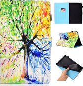 Voor Amazon Kindle Fire HD 10 Gekleurde tekening stiksels Horizontale flip lederen tas, met houder en kaartsleuven (kleurrijke boom)