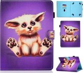 Gekleurde tekening stiksel Universele horizontale flip lederen tas, met houder en kaartsleuven voor 10 inch tablet-pc (Gold Fox)