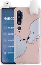Voor Xiaomi Mi Note 10 schokbestendig gekleurd geverfd liggend Cartoon TPU beschermhoes (grote witte beer)