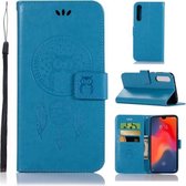 Windgong Uil Embossing Patroon Horizontale Leren Flip Case voor Huawei P30, met Houder & Kaartsleuven & Portemonnee (Blauw)