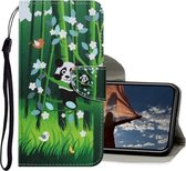 Gekleurde tekening patroon horizontaal Flip PU lederen hoes met houder & kaartsleuven & portemonnee & lanyard voor iPhone 11 Pro (Panda)