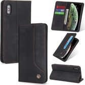 Voor iPhone XS Max POLA 008-serie Retro magnetische horizontale flip lederen tas met houder en kaartsleuven (zwart)