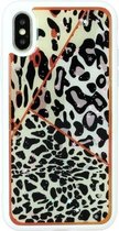 Voor iPhone XS Max Marble Series Stars Powder Dropping Epoxy TPU beschermhoes (Leopard Plaid)