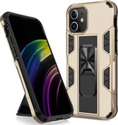 Voor iPhone 12 Pro Max Armor schokbestendig TPU + PC magnetische beschermhoes met onzichtbare houder (goud)