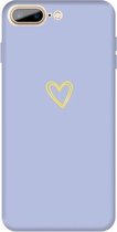 Voor iPhone 8 Plus / 7 Plus Golden Love-heart Pattern Colorful Frosted TPU telefoon beschermhoes (lichtpaars)