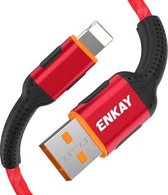 ENKAY ENK-CB203 Doekweefgaren USB naar 8-pins oplaadkabel voor gegevensoverdracht (rood)