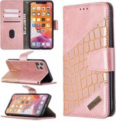 Voor iPhone 11 Pro Max Bijpassende kleur Krokodiltextuur Horizontale flip PU lederen tas met portemonnee & houder & kaartsleuven (roségoud)