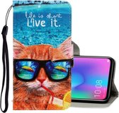 Voor Huawei Honor 10 Lite 3D Gekleurde Tekening Horizontale Flip PU Lederen Case met Houder & Kaartsleuven & Portemonnee (onderwater Kat)