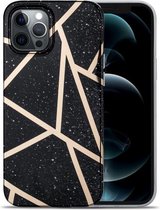 Splicing Marble Pattern TPU beschermhoes voor iPhone 12 (zwart)