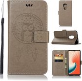 Windgong Uil Embossing Patroon Horizontale Flip lederen tas met houder & kaartsleuven & portemonnee voor Huawei Mate 20 (grijs)