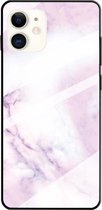 Mode marmer gehard glas beschermhoes voor iPhone 12 mini (roze)