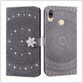 Voor Huawei P20 Lite Pressed Printing Steken boorpatroon Horizontale Flip PU lederen tas met houder & kaartsleuven & portemonnee & & lanyard (grijs)