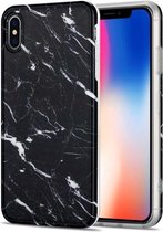 TPU glanzend marmeren patroon IMD beschermhoes voor iPhone X / XS (zwart)