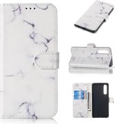 Gekleurde tekening marmer patroon horizontale flip PU lederen tas met houder & kaartsleuven & portemonnee voor Huawei P30 (wit)