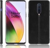 Voor OnePlus 8 schokbestendige naaiende koe-patroonhuid PC + PU + TPU-hoes (zwart)