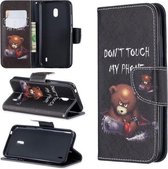Gekleurde tekening patroon horizontale flip lederen tas met houder & kaartsleuven & portemonnee voor Nokia 2.2 (beer)