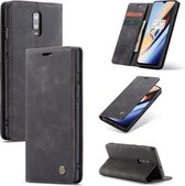 CaseMe-013 Multifunctionele Retro Frosted Horizontale Flip Leren Case met Kaartsleuf & Houder & Portemonnee Voor OnePlus 7 (Zwart)