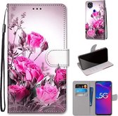 Voor ZTE Axon 11 SE 5G Gekleurde Tekening Cross Textuur Horizontale Flip PU Lederen Case met Houder & Kaartsleuven & Portemonnee & Lanyard (Wild Rose)