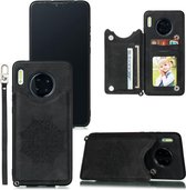 Voor Huawei Mate 30 Pro Mandala Reliëf PU + TPU-hoesje met houder & kaartsleuven & fotolijst & riem (zwart)
