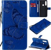 Voor Motorola Moto G Power 3D vlinders reliëfpatroon horizontaal flip lederen tas met houder & kaartsleuf & portemonnee (blauw)