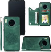 Voor Huawei Mate 30 Mandala reliëf PU + TPU hoesje met houder & kaartsleuven & fotolijst & riem (groen)
